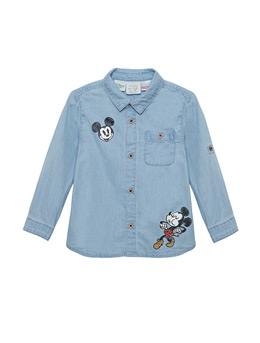 100% Cotton Denim Washed Shirt For Baby Boys
